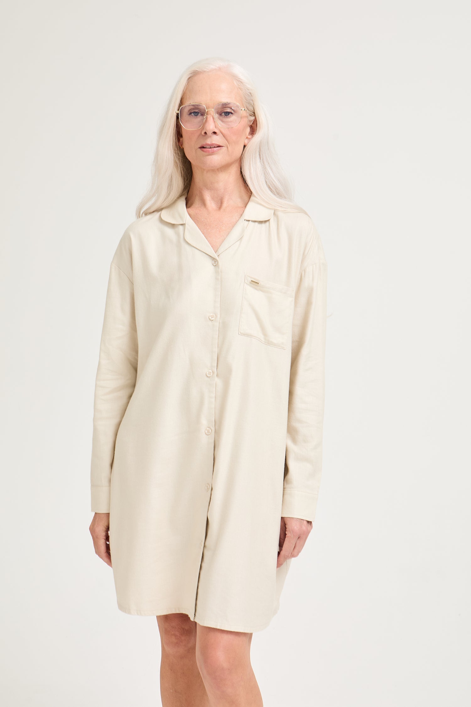 Cotton Modal Relaxed Nightshirt in Natural