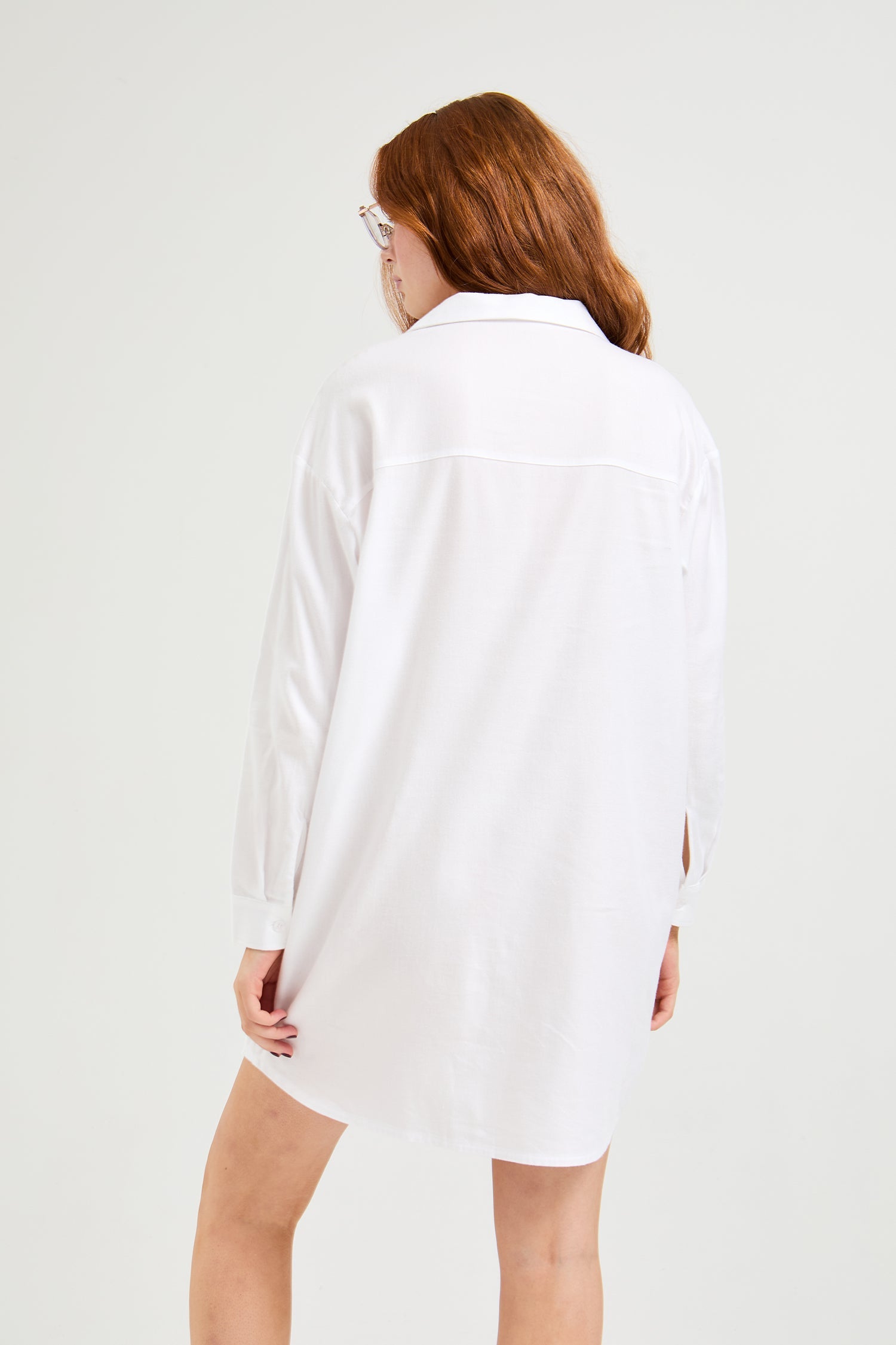 Cotton Modal Relaxed Nightshirt in White
