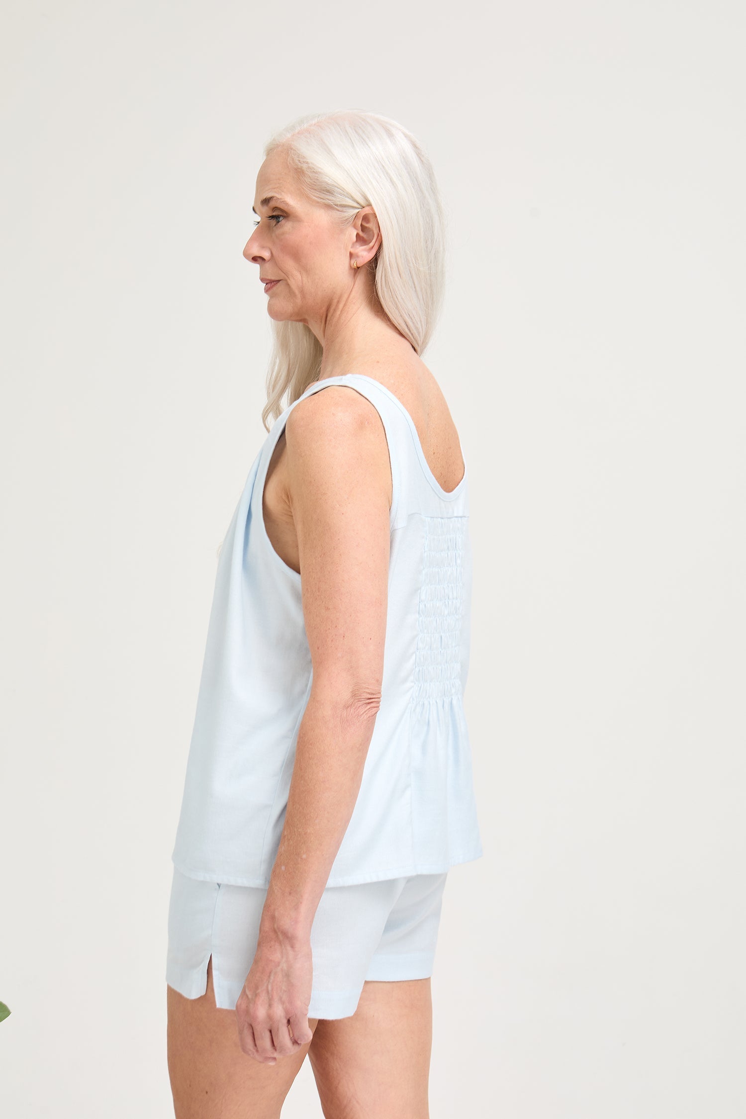 Cotton Modal Vest Short Set in Sky Blue