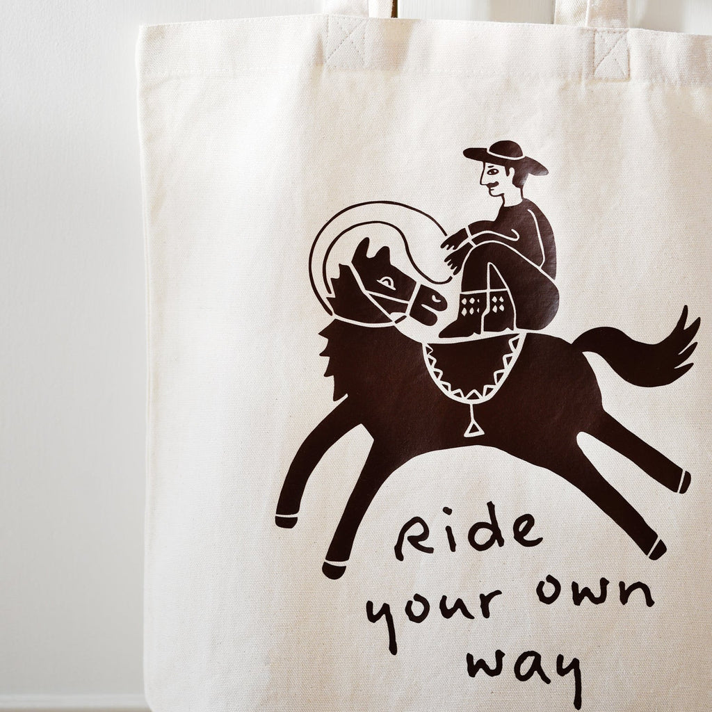 Ride Your Own Way Canvas Shopping Tote Bag - fancy cowboy on a horse