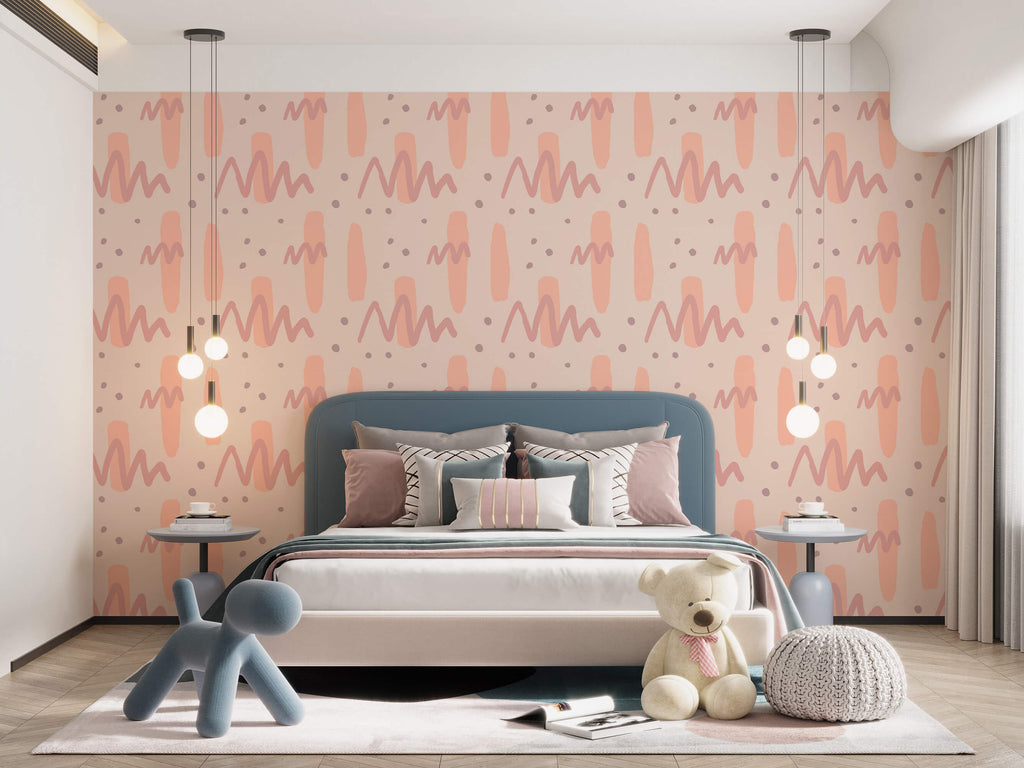 Naive Shapes Pattern Wall Mural for Kids Rooms