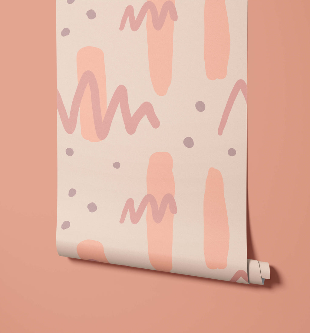 Naive Shapes Pattern Wall Mural for Kids Rooms