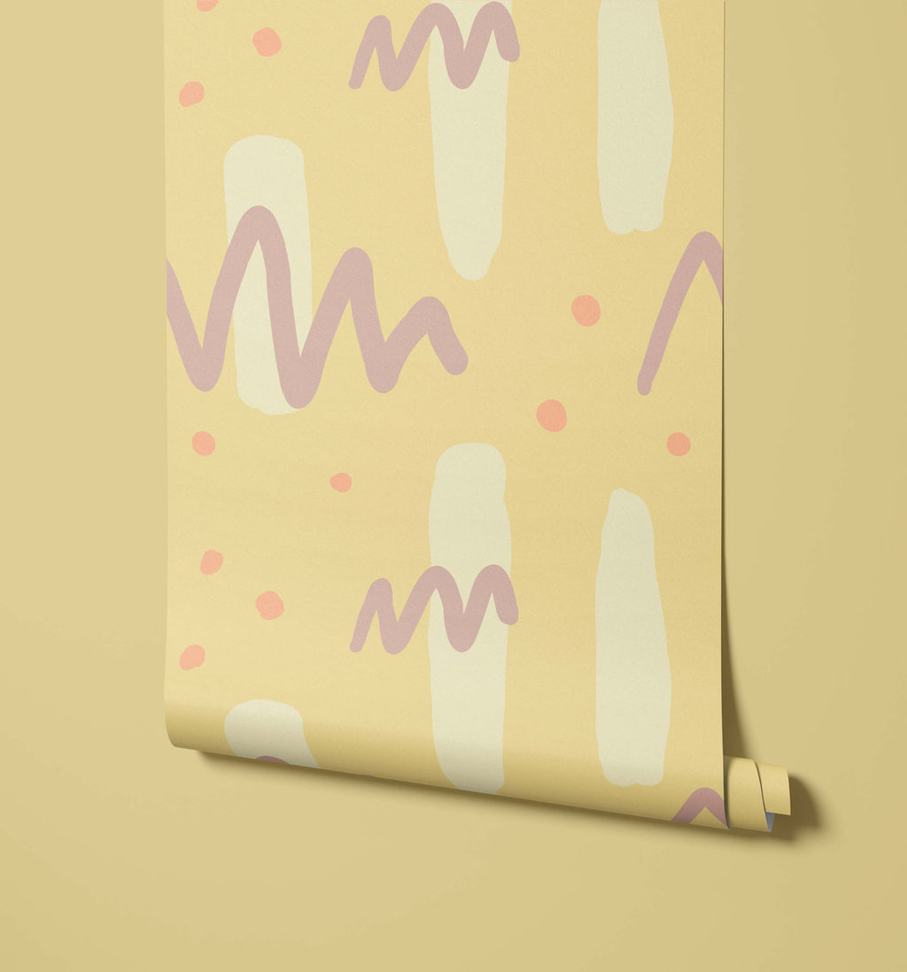 Naive Shapes Pattern Wall Mural for Kids Rooms