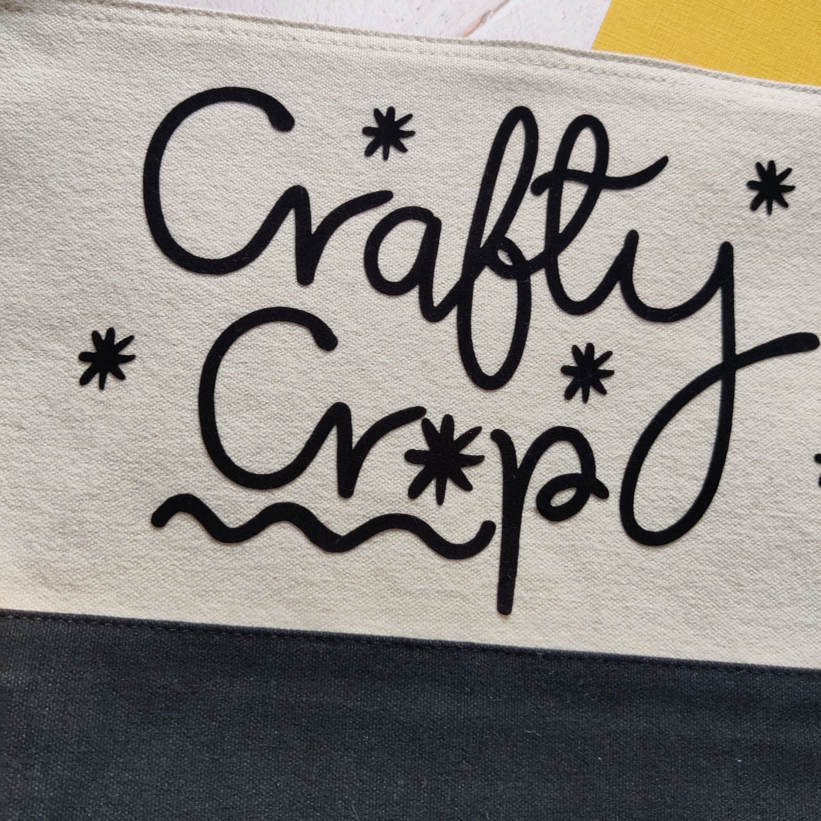 Flocked Craft Storage Bag in Navy, Pink and Black