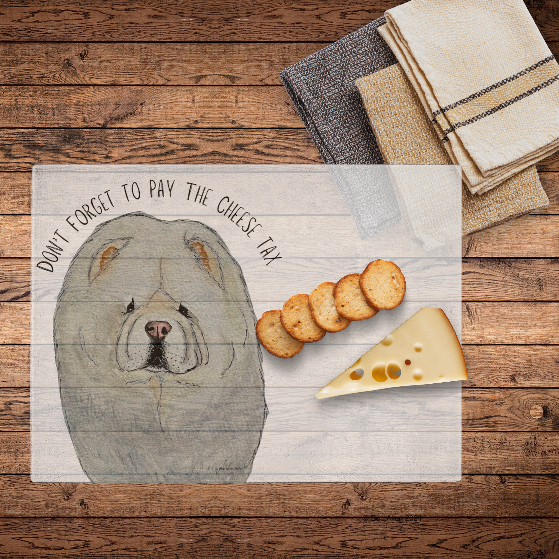 Cream Chow Chow Cheese Tax Glass Chopping Board