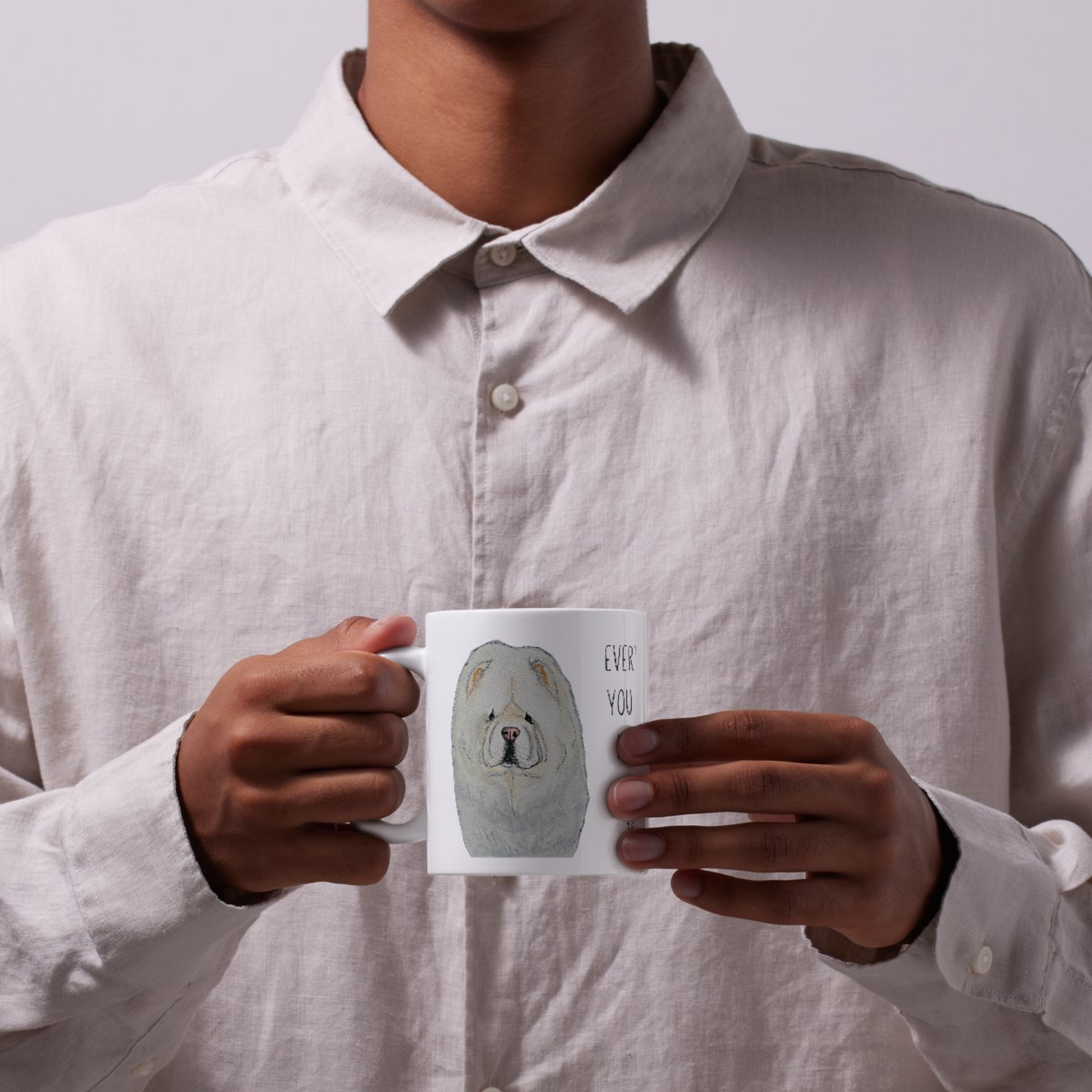 Cream Chow Chow Mug with Judgemental Dog Design