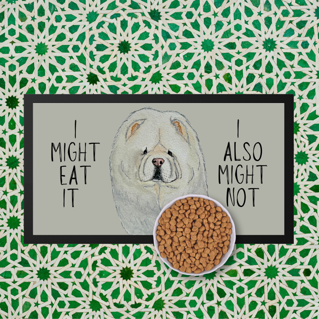 Cream Chow Chow Pet Bowl Mat
