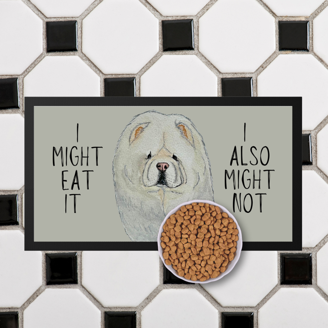 Cream Chow Chow Pet Bowl Mat