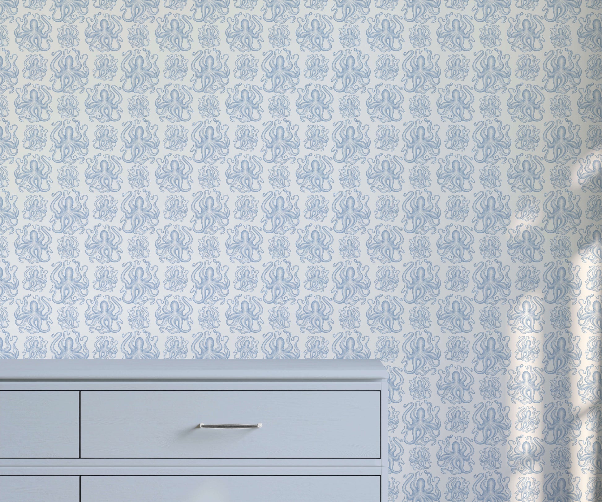 Octopus Wallpaper in Soft Muted Colours