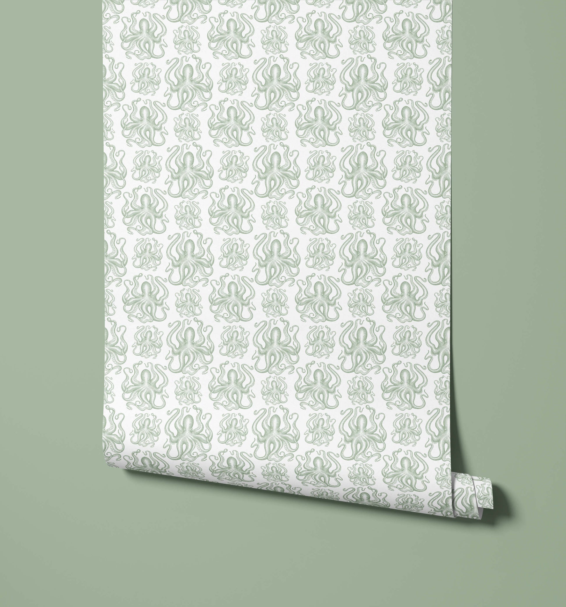 Octopus Wallpaper in Soft Muted Colours