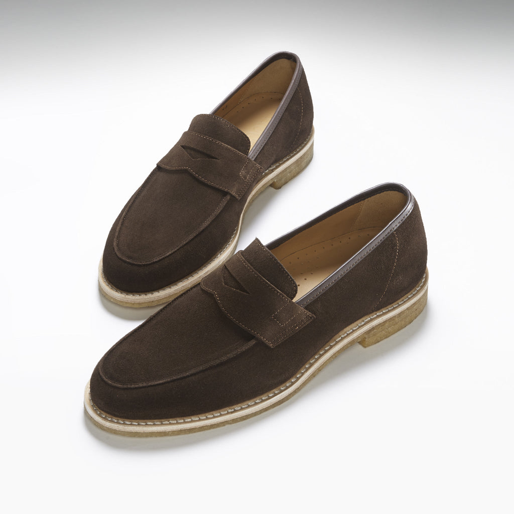 Brown Suede Loafers with Crepe Rubber Sole