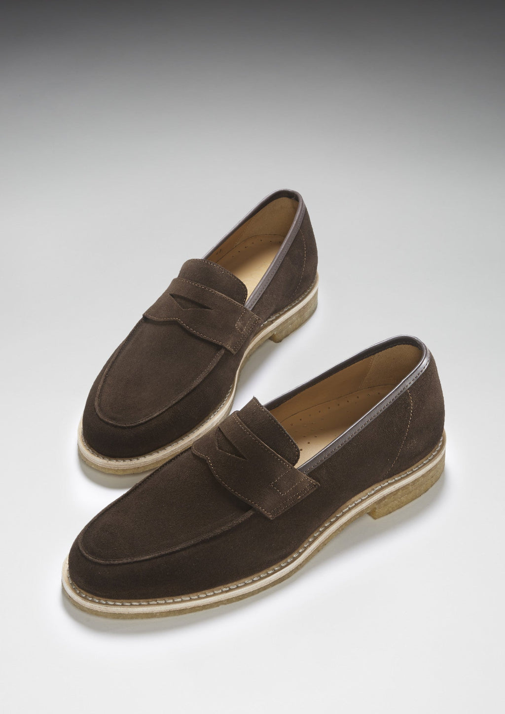 Brown Suede Loafers with Crepe Rubber Sole