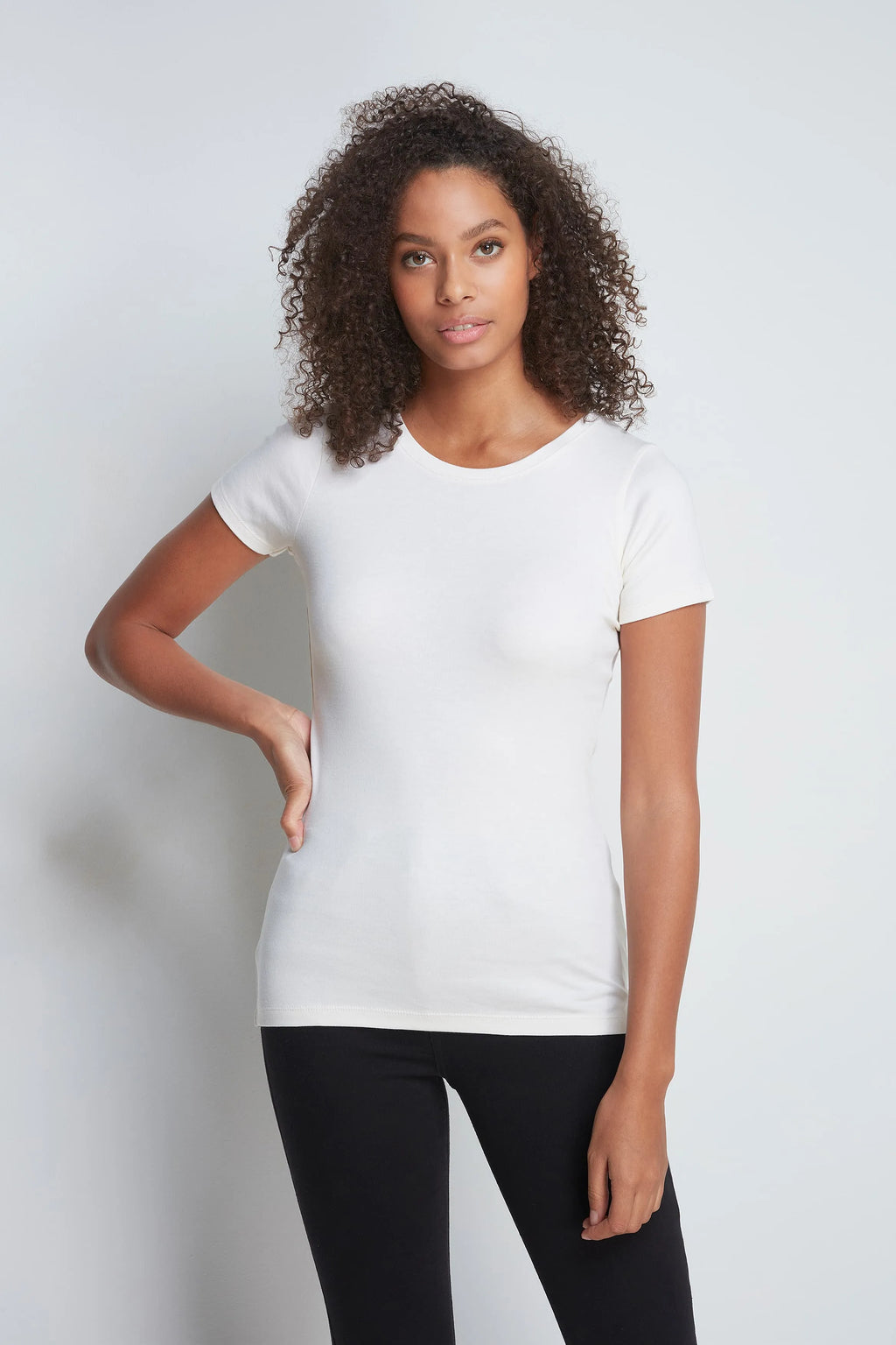 Women's Short Sleeve Crew Neck Cotton Modal Blend T-Shirt