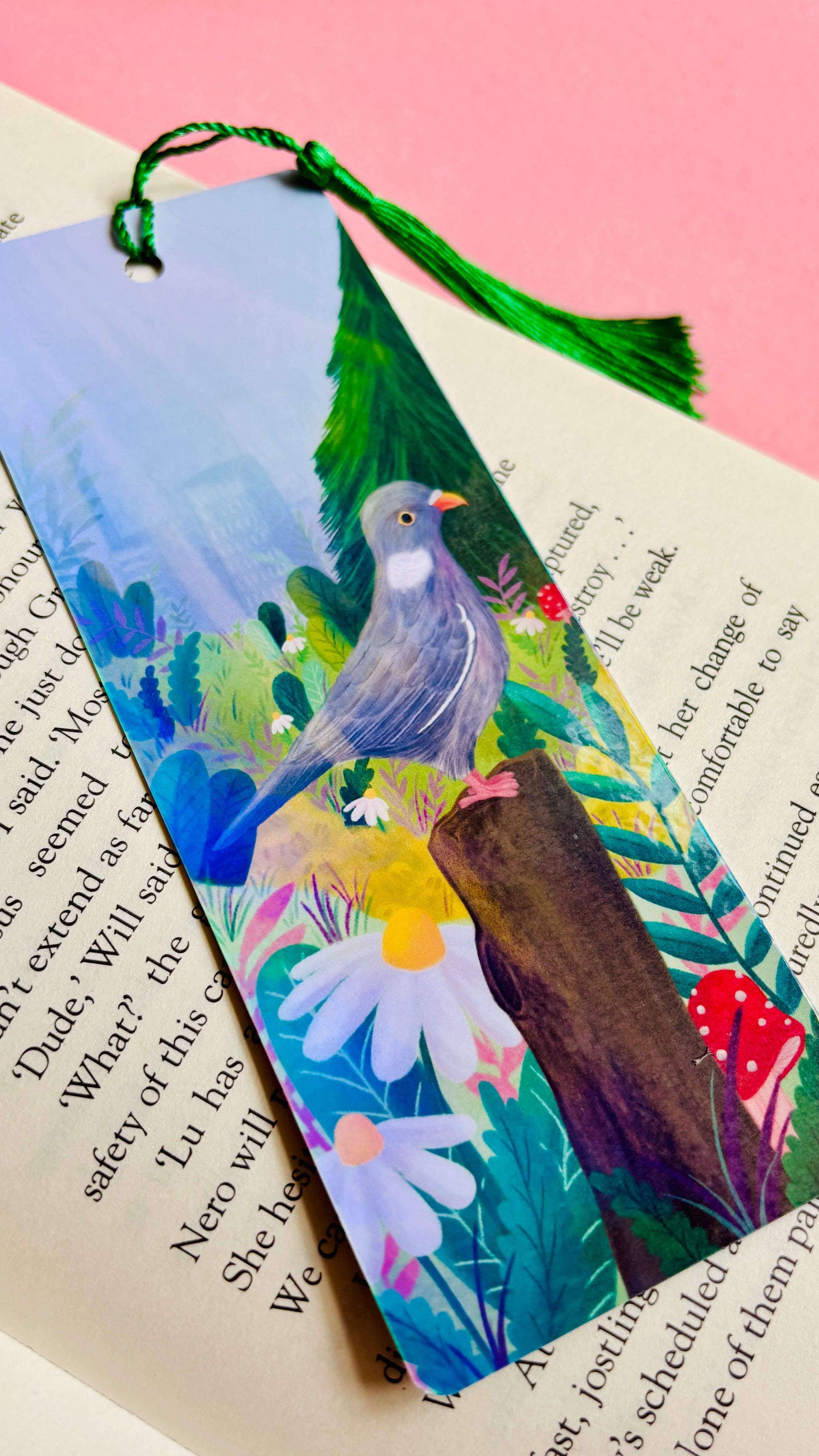 Pigeon Gift Bookmark Handmade Holographic