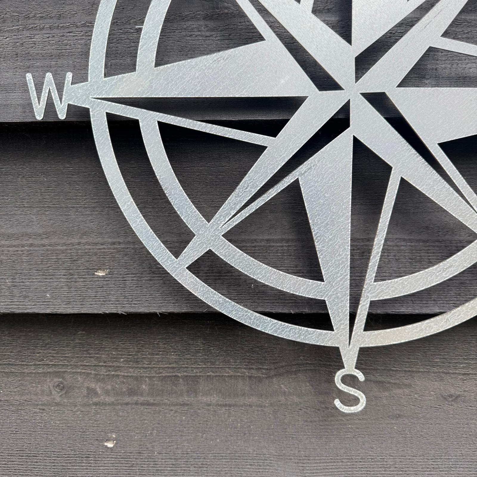Galvanized Steel Compass Wall Decoration 50cm