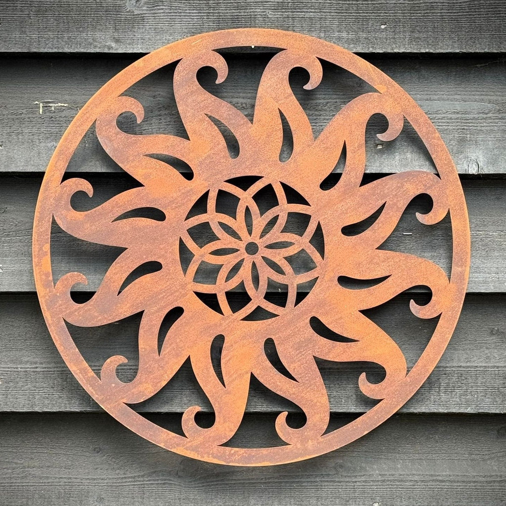 Rusty Metal Sun Wall Decoration 55cm