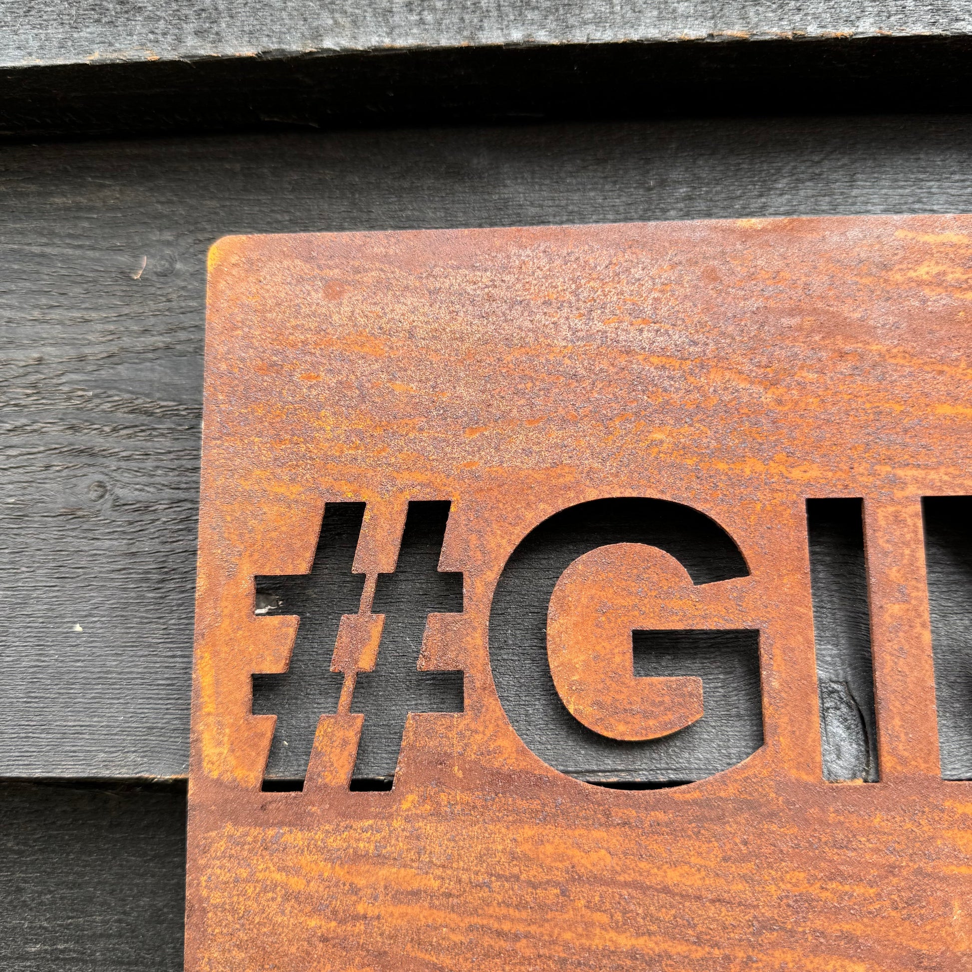 Rustic Metal #GINNING Sign