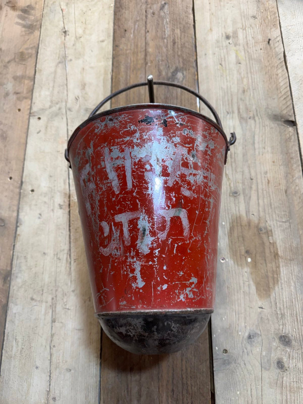 Vintage Galvanised Hanging Fire Bucket Plant Pot