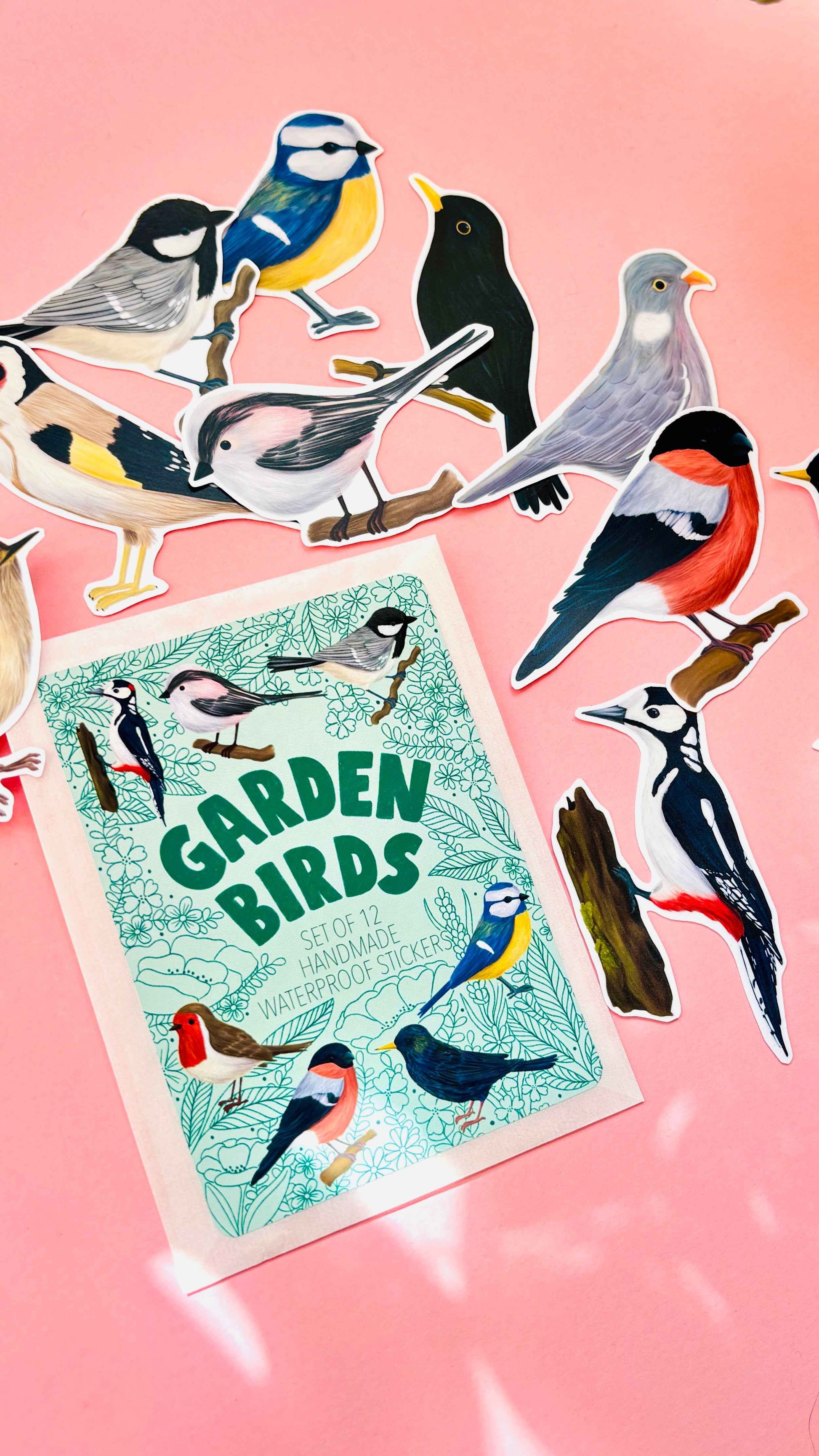 Garden Bird Vinyl Sticker Set 12 Pack 7cm Waterproof