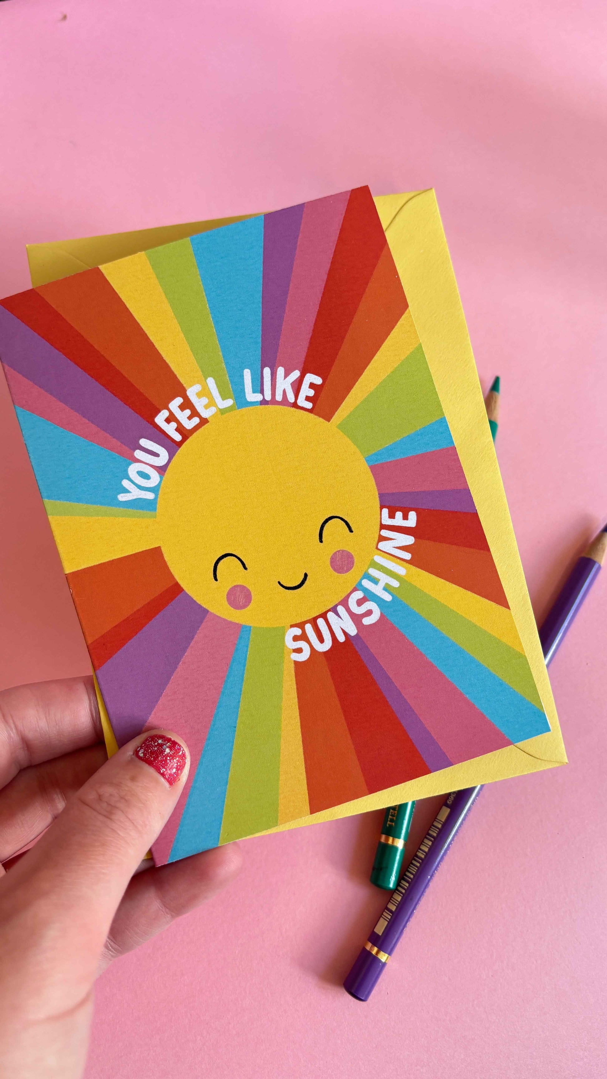 Rainbow Sunshine Handmade Greeting Card Just Because