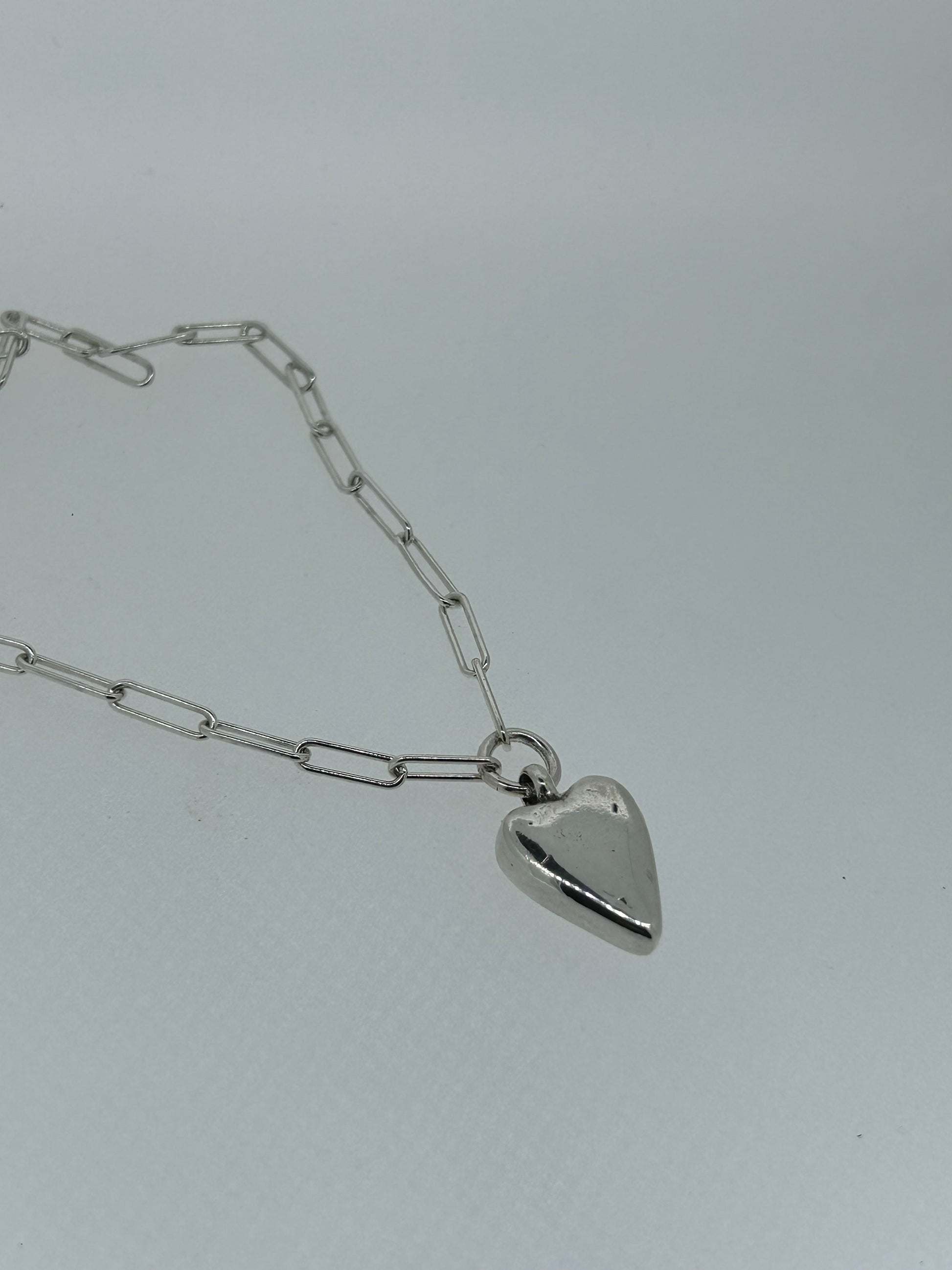 Maxi Heart Trace Chain Necklace in Sterling Silver