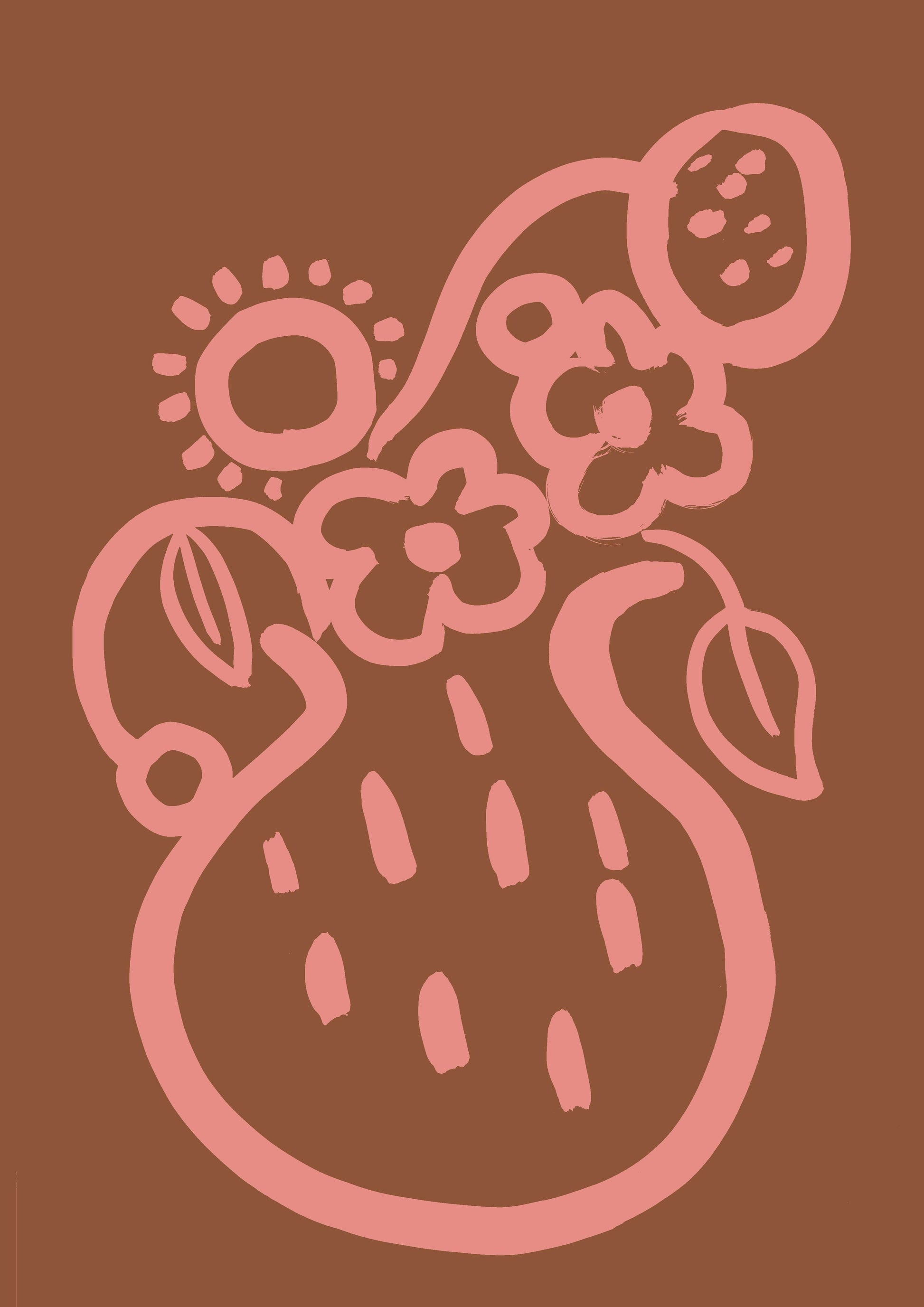 Terracotta and Coral Vase Print