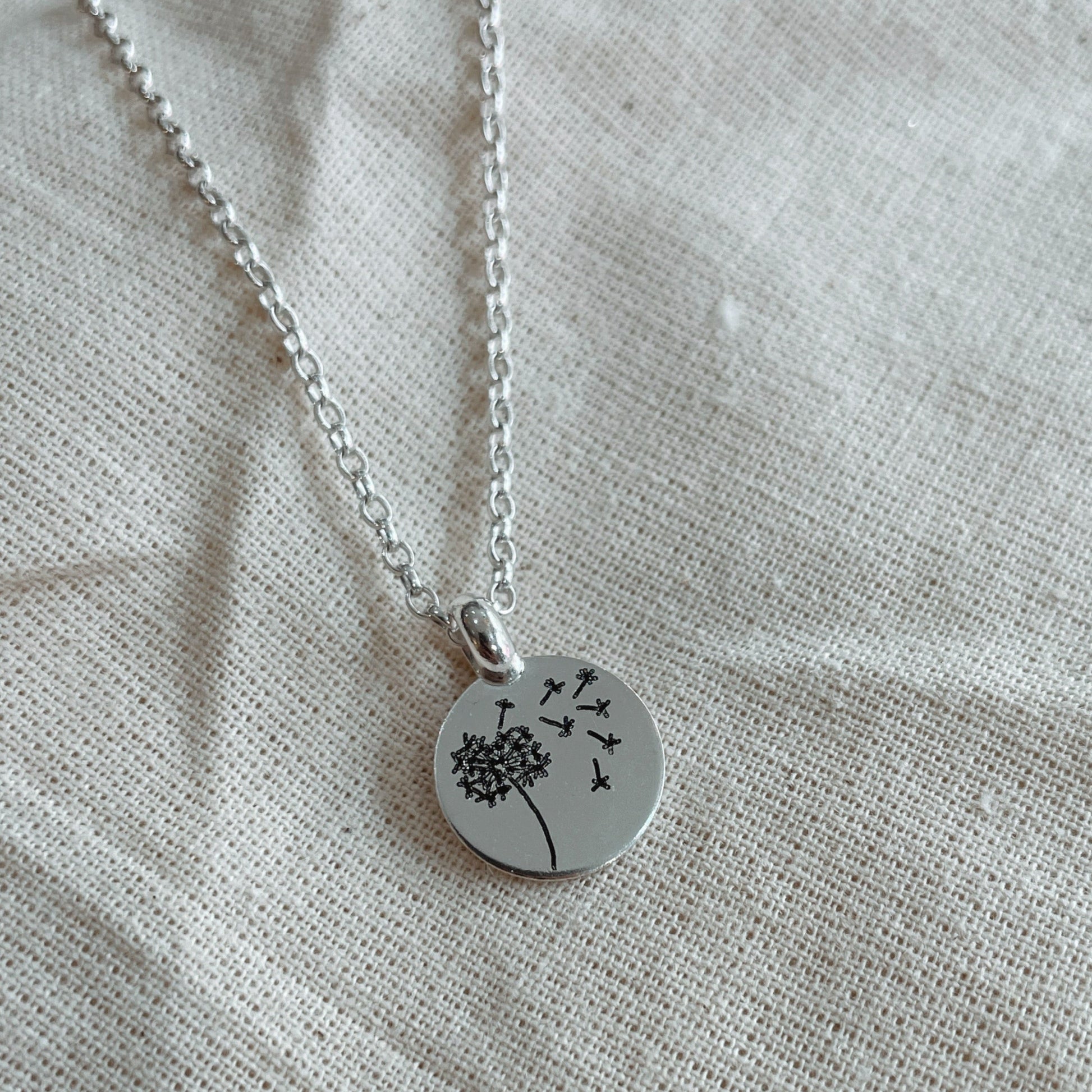 Dandelion Wish Necklace in Recycled Silver