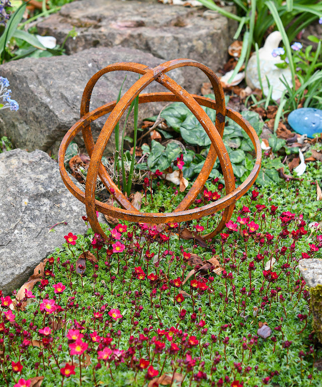 Rusty Garden Sphere Ornaments