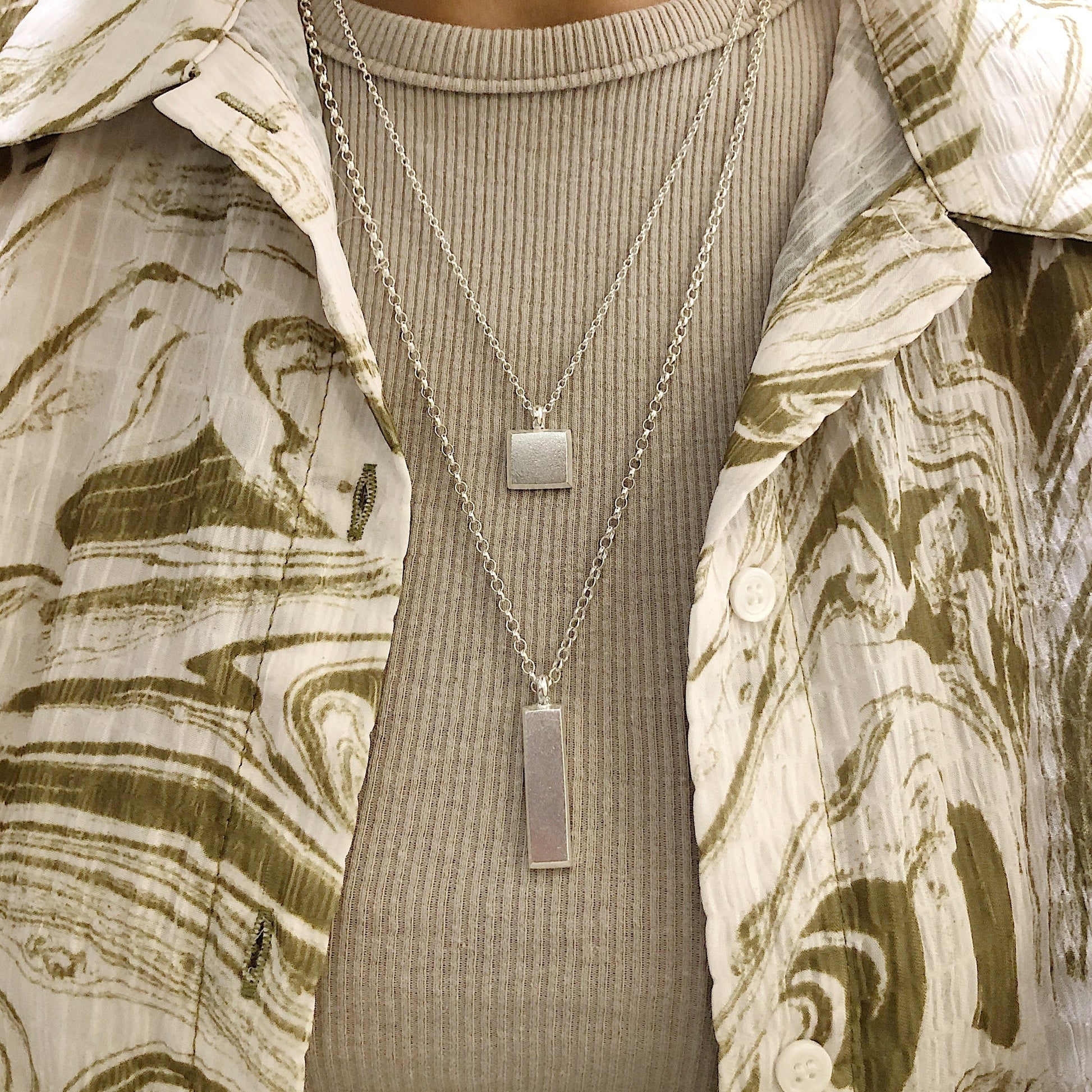 Square Sterling Silver Necklace