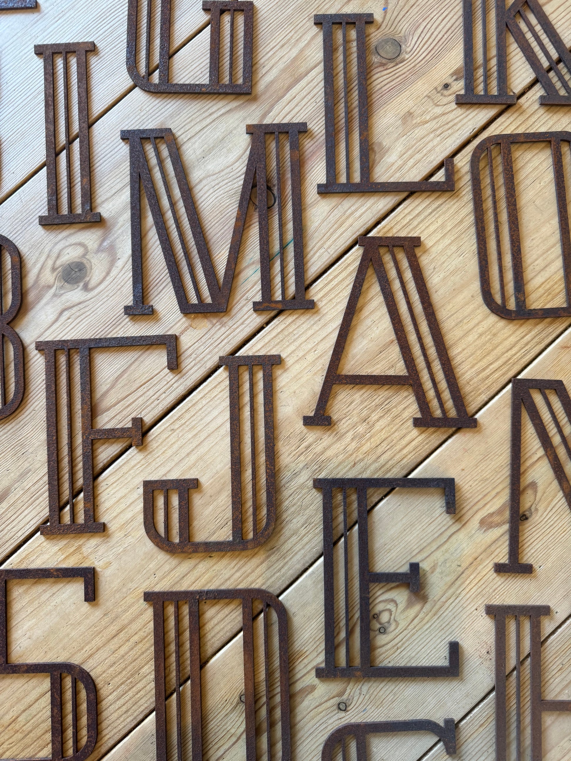 Rusty Metal Art Deco Lettering A-Z 0-9 in 5 inch or 12 inch