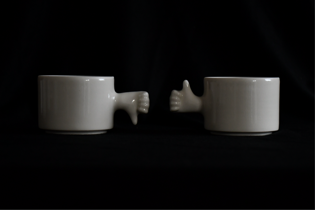 Thumb Up and Down Porcelain Gesture Cups