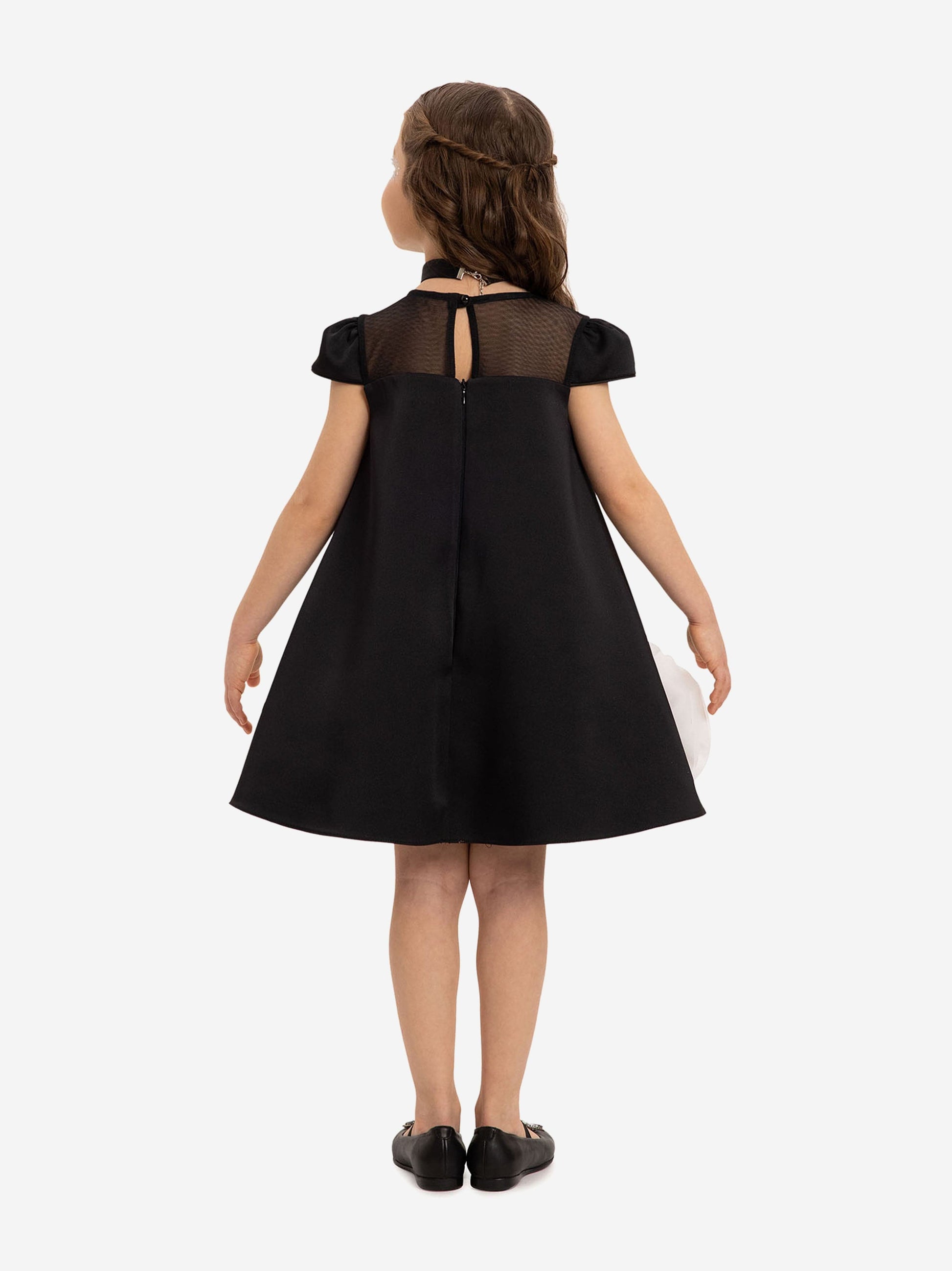 Dress & Fleur Girls Dress with Flower Choker in Black