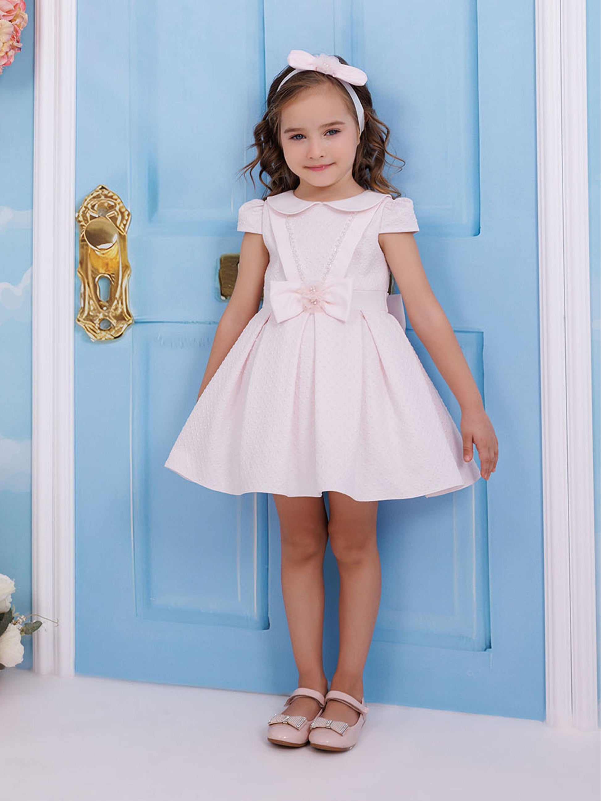 Dress & Fleur Baby Girls Dress with Headband in Pink