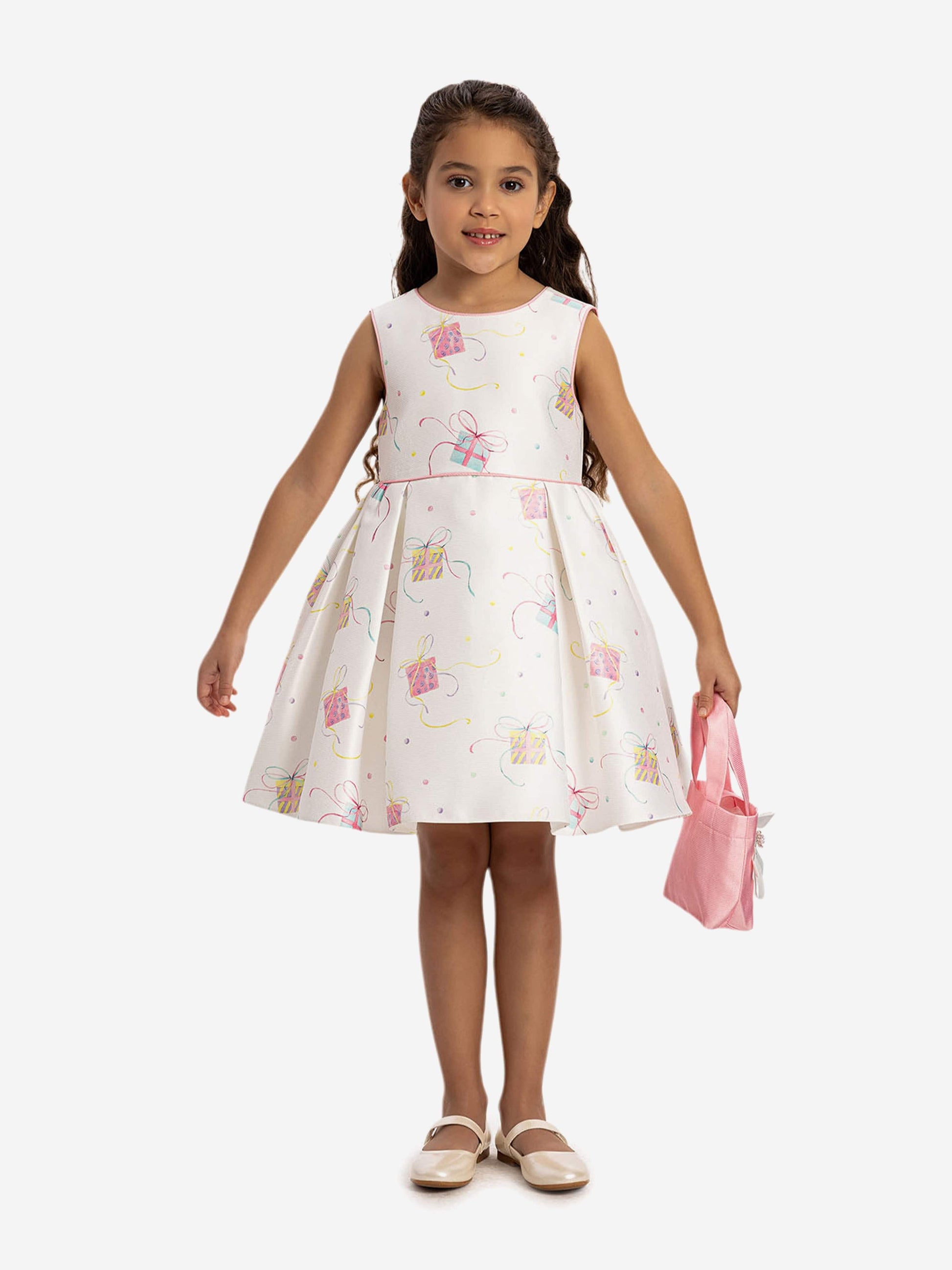 Dress & Fleur Girls Party Dress with Bag in Pink
