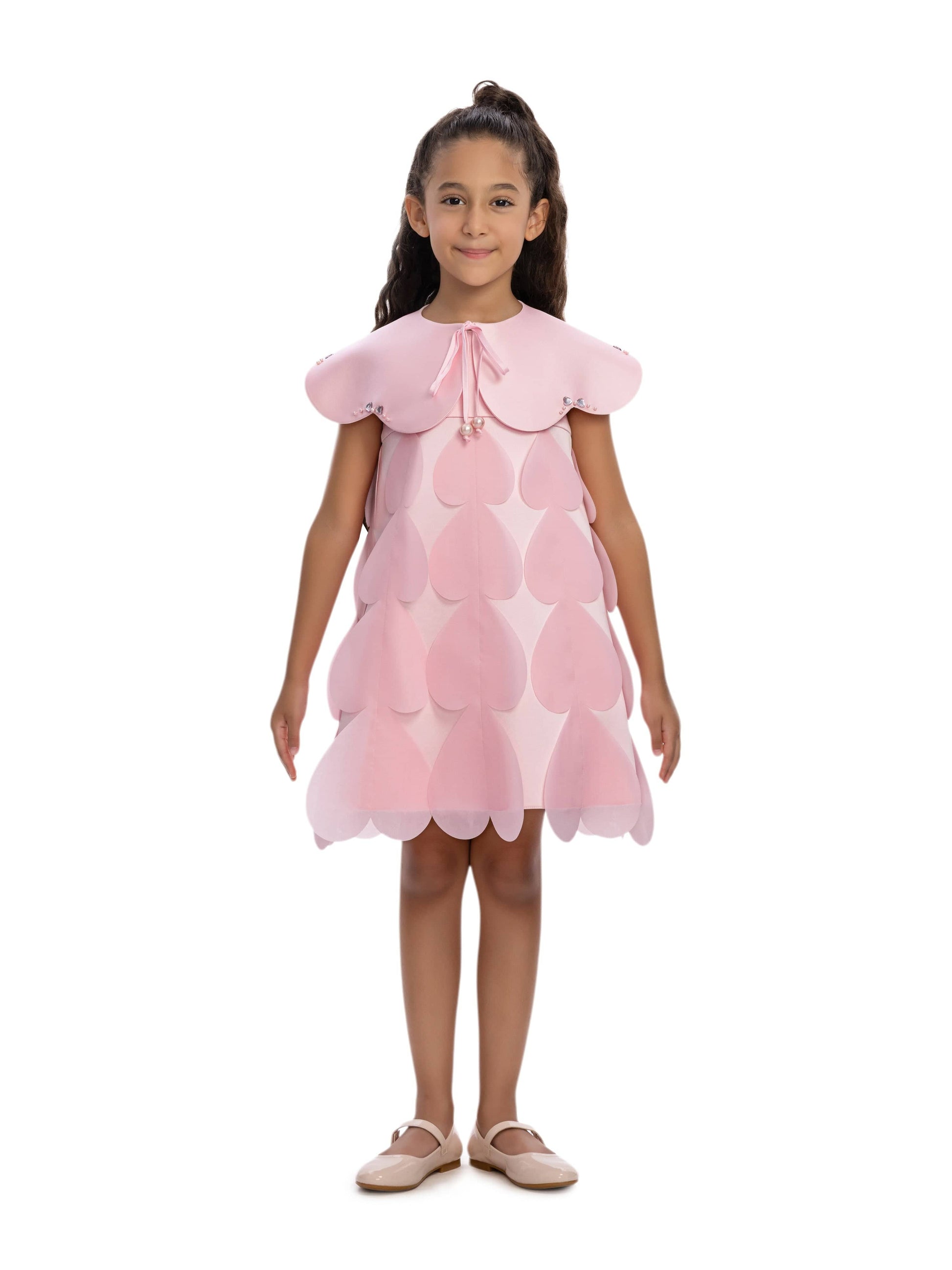 Dress & Fleur Girls Heart Occasion Dress and Cape Set in Pink