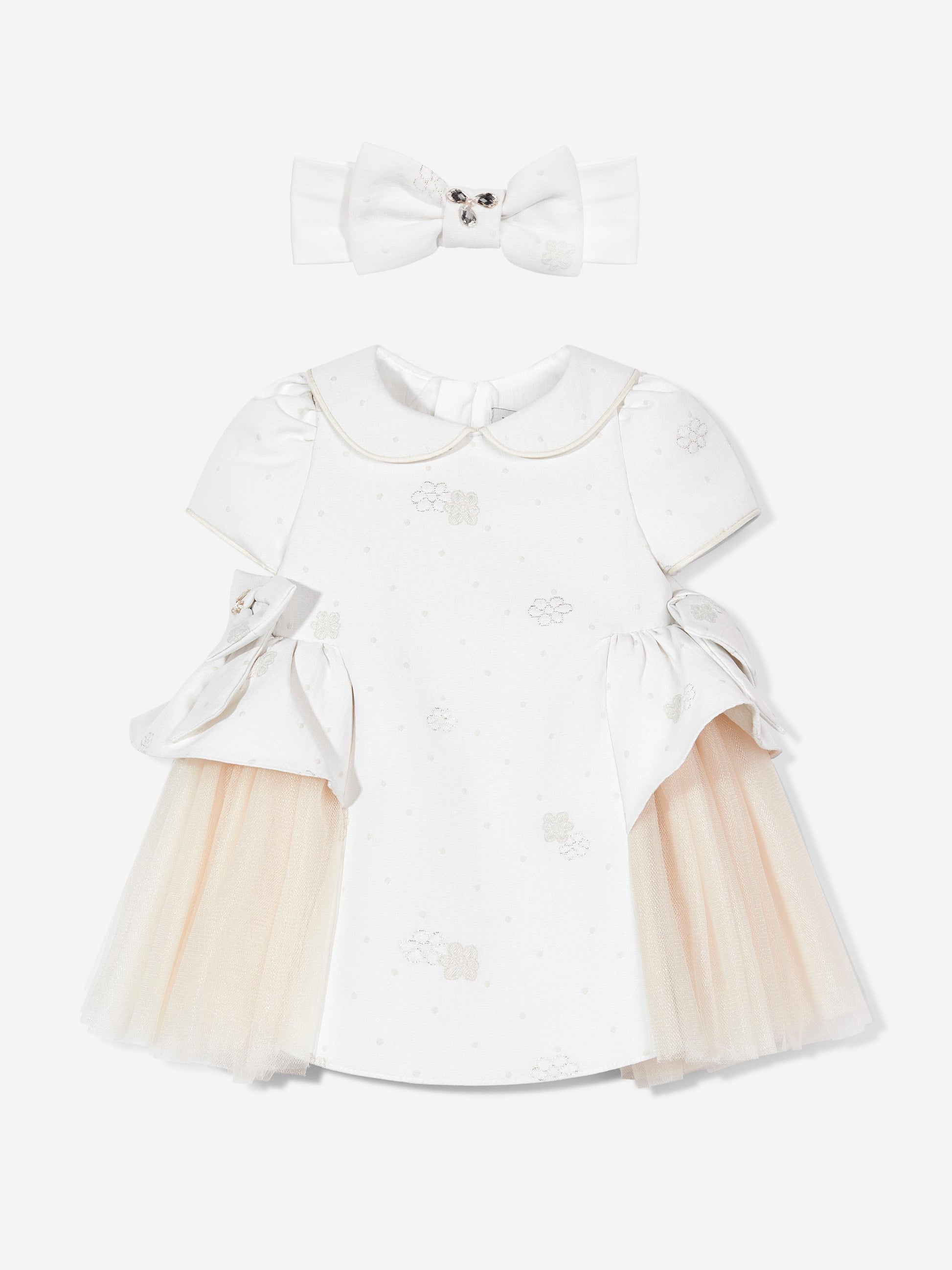 Dress & Fleur Baby Girls Occasion Dress with Headband in Ivory