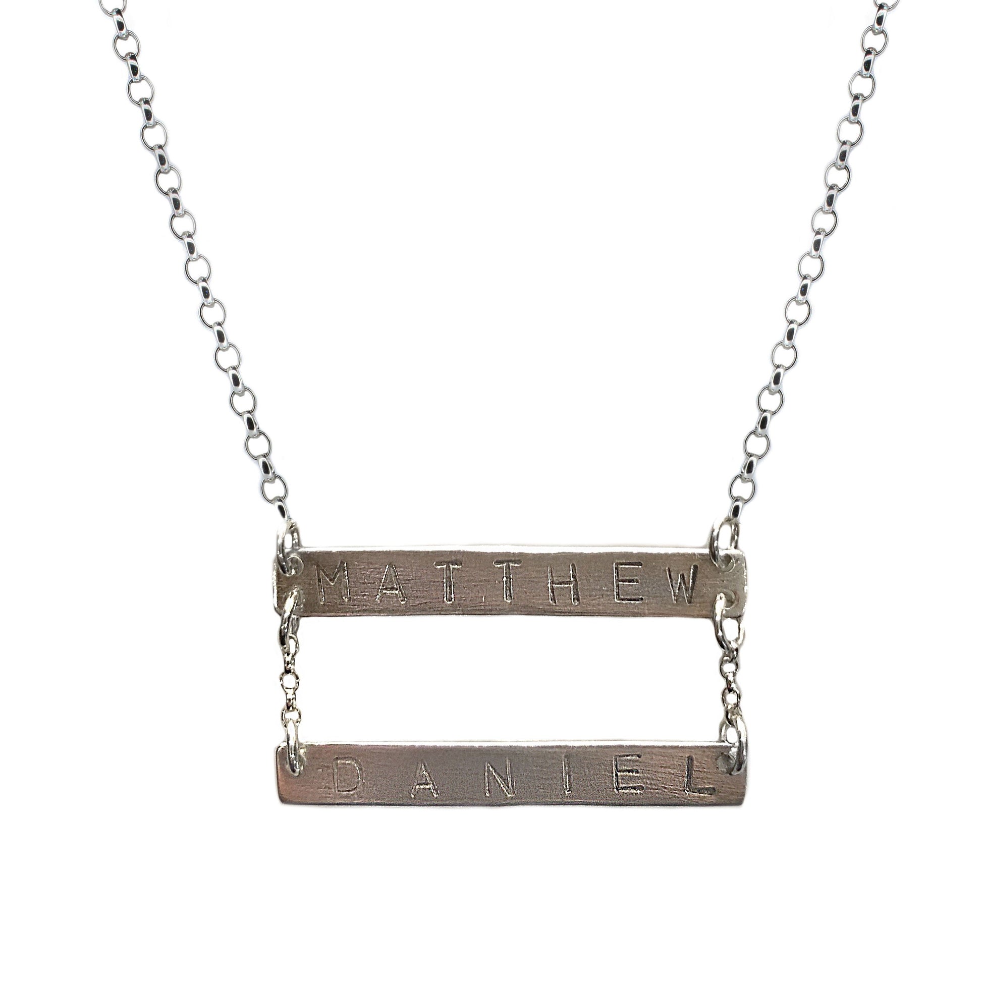 Personalised Double Bar Sterling Silver Necklace