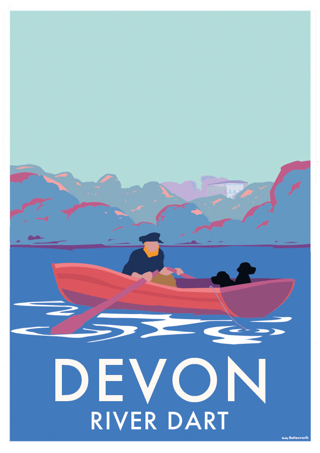 Devon River Dart Fishing Boat Vintage Seaside Print