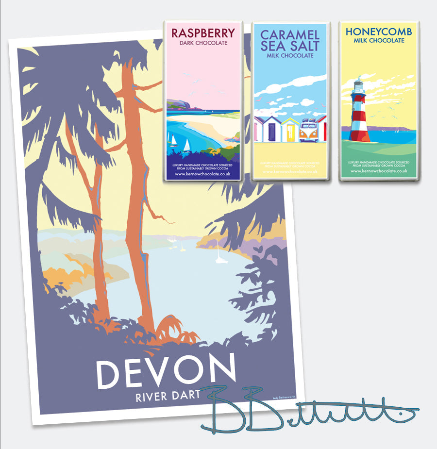River Dart Trees Vintage Travel Poster Print