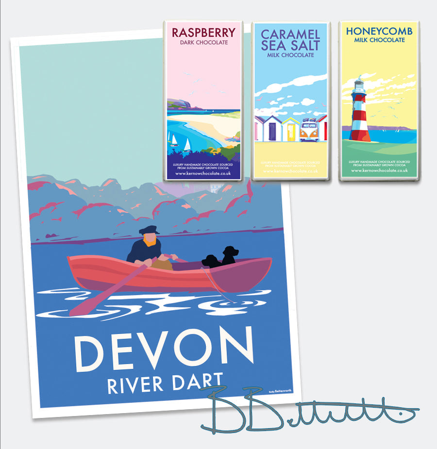 Devon River Dart Fishing Boat Vintage Seaside Print