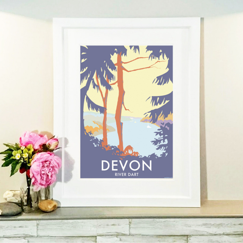 River Dart Trees Vintage Travel Poster Print