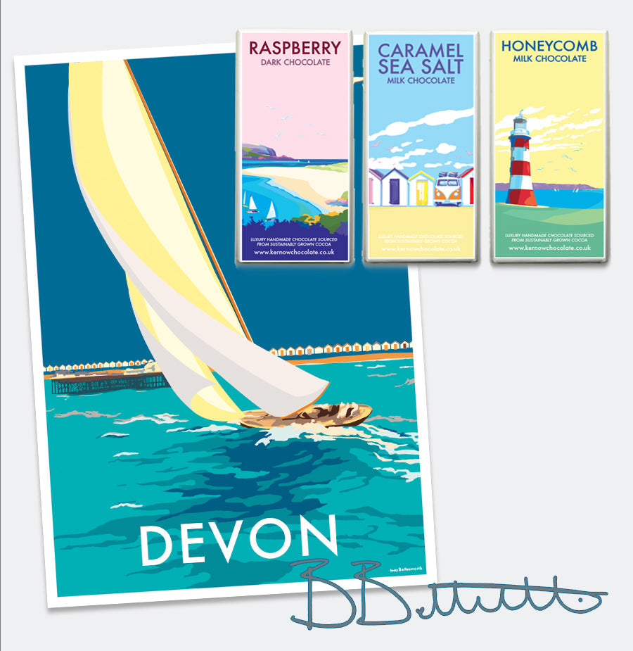 Devon Sailing Boat Vintage Seaside Print
