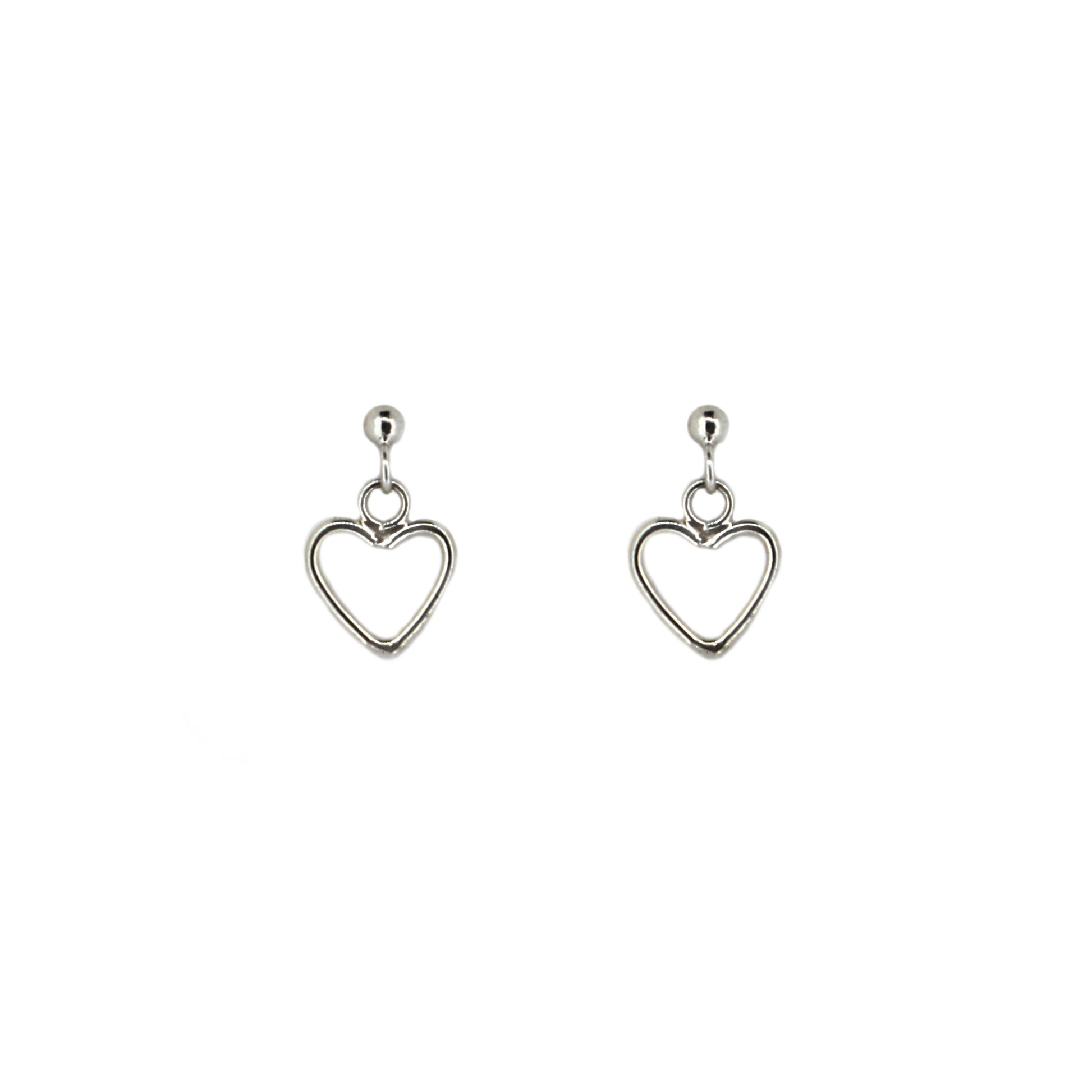 Sterling Silver Dangle Heart Studs