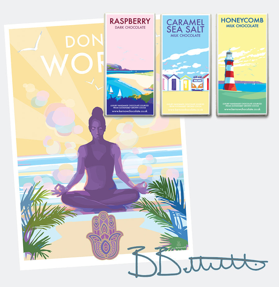 Don't Worry Mindfulness Yoga Vintage Retro Quote Poster