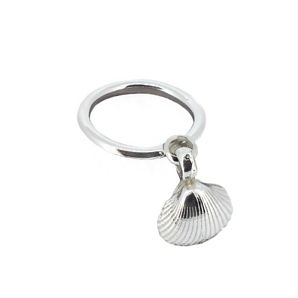 Shell Dangle Ring in Recycled Silver