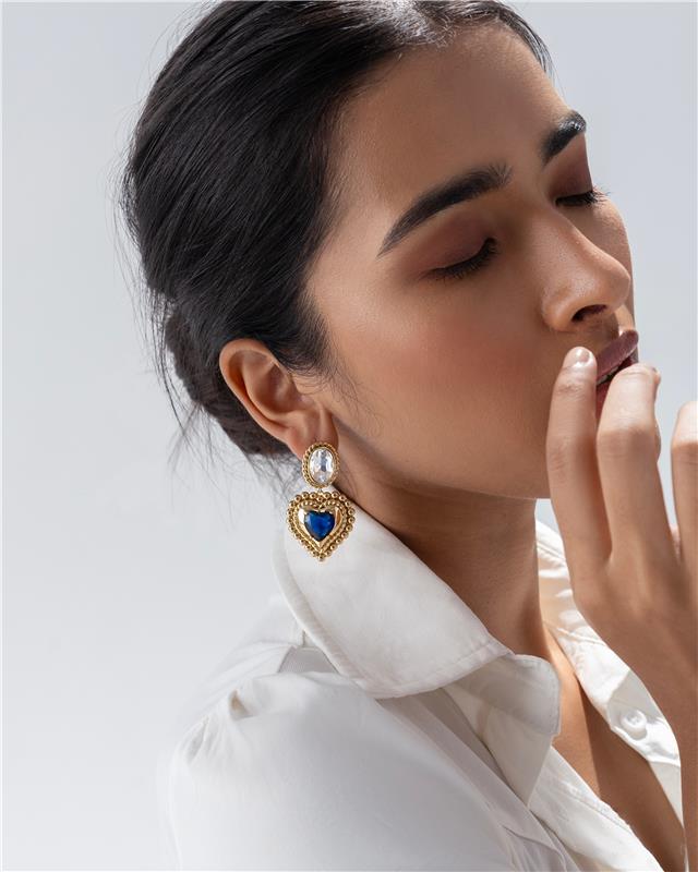 Drop Statement Heart Earring