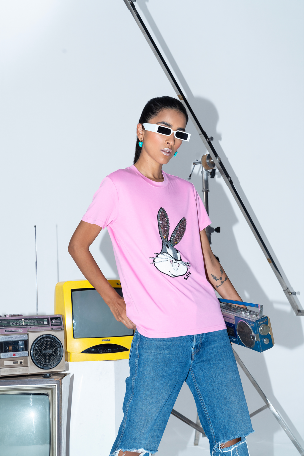 The Rabbit Graphic Embroidered Cotton T-Shirt