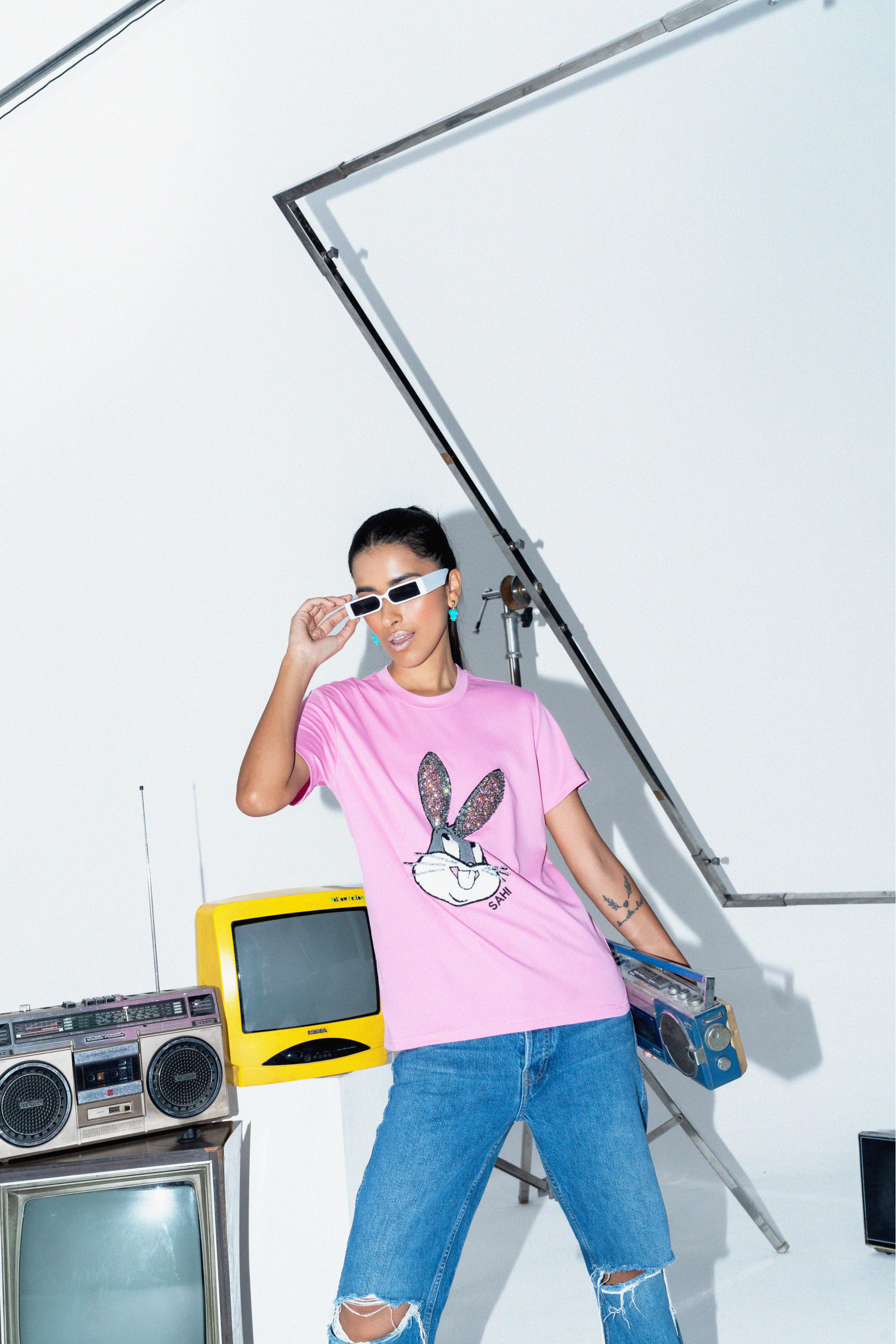 The Rabbit Graphic Embroidered Cotton T-Shirt