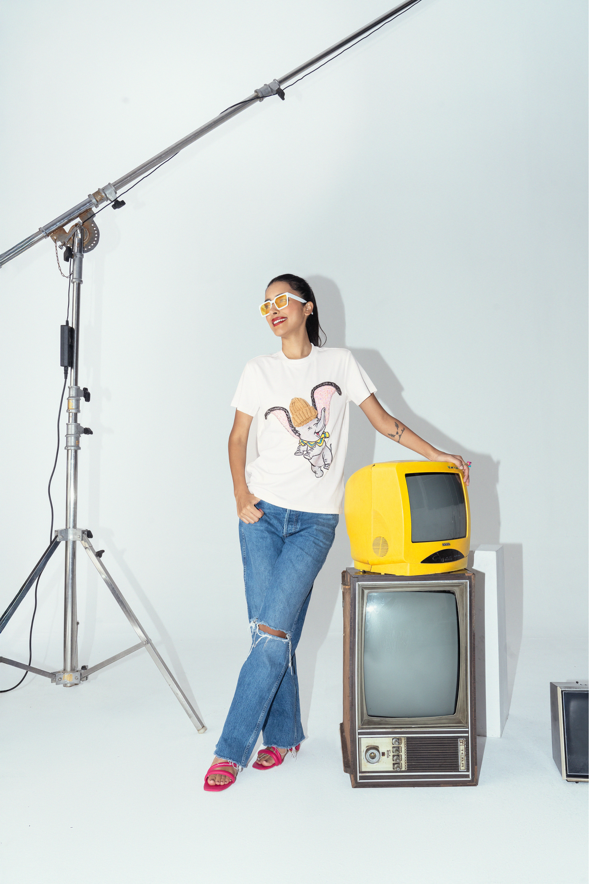 Pop Art Humpty Hand Embroidered Women's Cotton T-Shirt