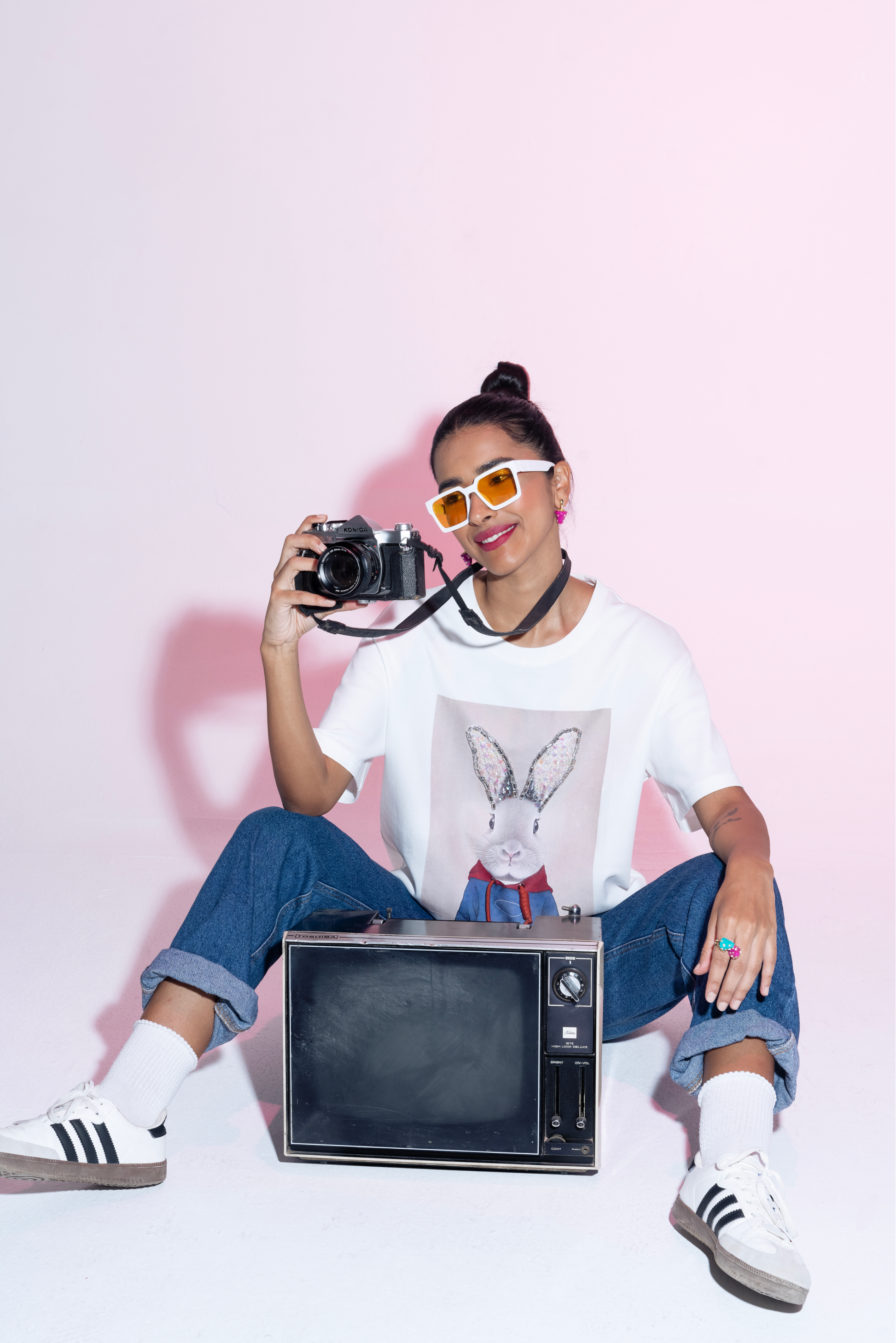 Roger Graphic Embroidered Cotton T-Shirt for Women